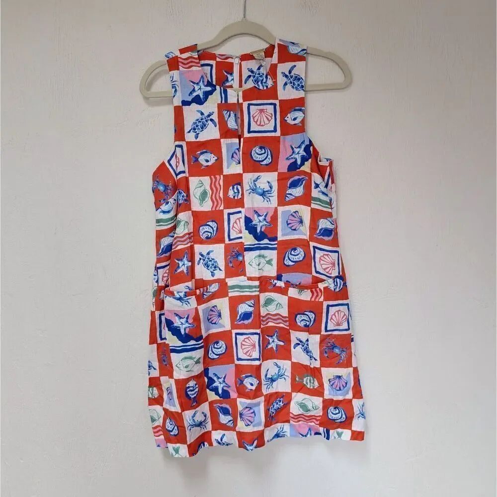 Magaschoni Dress 100% Linen Size S Beach Vacation Mini NWT